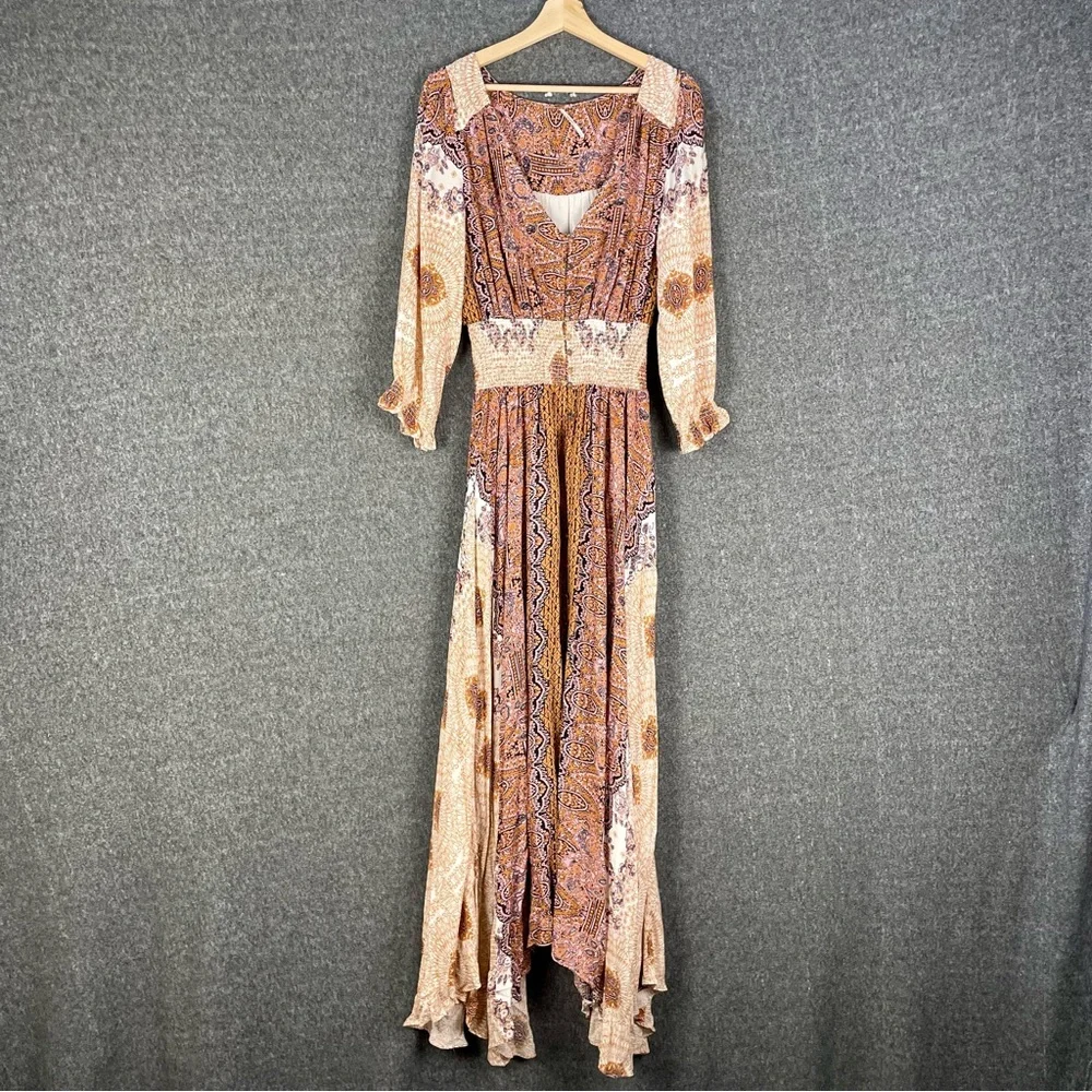 Free People L Mexicali Rose Maxi Dress Boho Peasant Featival Whimsi Renaissance - Picture 2 of 14